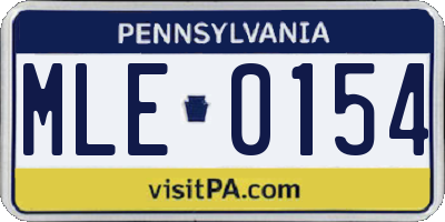 PA license plate MLE0154