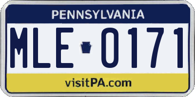 PA license plate MLE0171