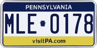 PA license plate MLE0178