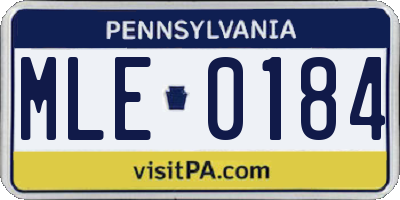PA license plate MLE0184