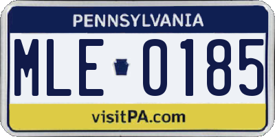 PA license plate MLE0185