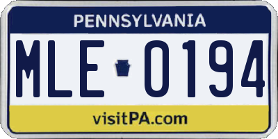PA license plate MLE0194