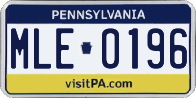 PA license plate MLE0196
