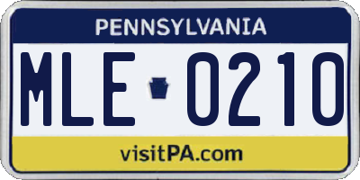 PA license plate MLE0210