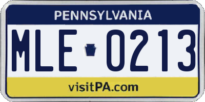 PA license plate MLE0213
