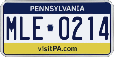 PA license plate MLE0214