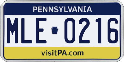 PA license plate MLE0216