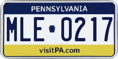 PA license plate MLE0217