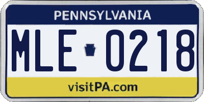 PA license plate MLE0218