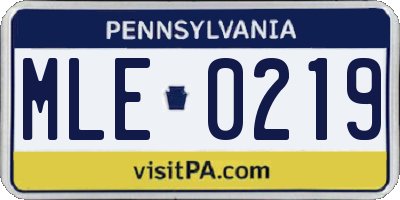 PA license plate MLE0219