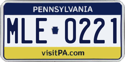 PA license plate MLE0221