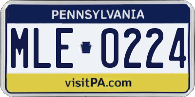 PA license plate MLE0224