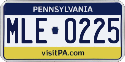 PA license plate MLE0225
