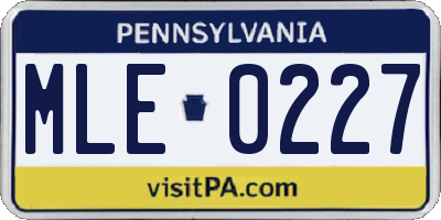 PA license plate MLE0227