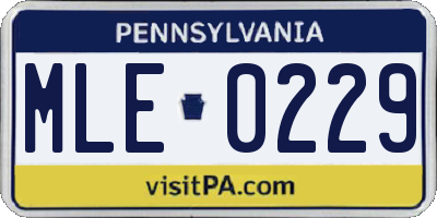 PA license plate MLE0229