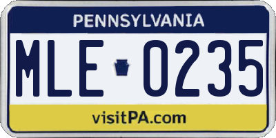 PA license plate MLE0235