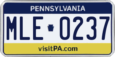 PA license plate MLE0237