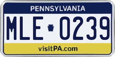 PA license plate MLE0239