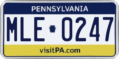 PA license plate MLE0247