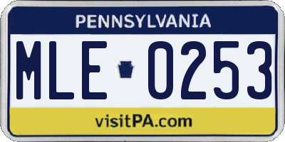 PA license plate MLE0253