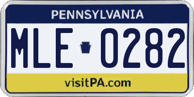 PA license plate MLE0282