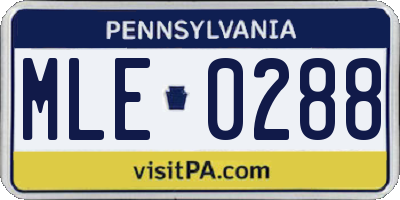 PA license plate MLE0288