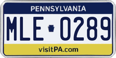 PA license plate MLE0289