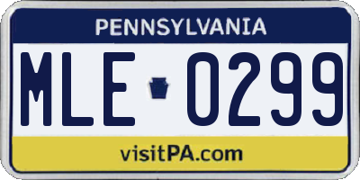 PA license plate MLE0299
