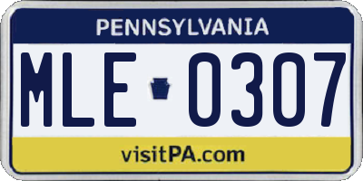 PA license plate MLE0307