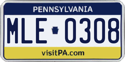 PA license plate MLE0308