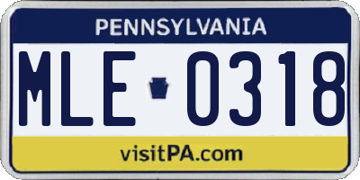 PA license plate MLE0318