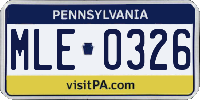 PA license plate MLE0326