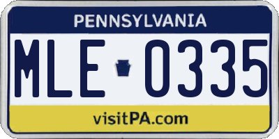 PA license plate MLE0335