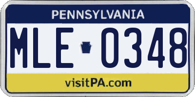 PA license plate MLE0348