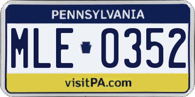 PA license plate MLE0352