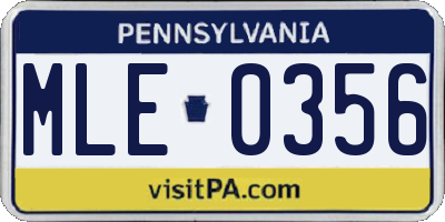 PA license plate MLE0356