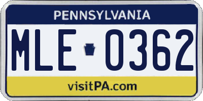 PA license plate MLE0362