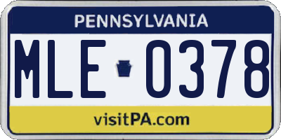 PA license plate MLE0378