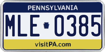 PA license plate MLE0385