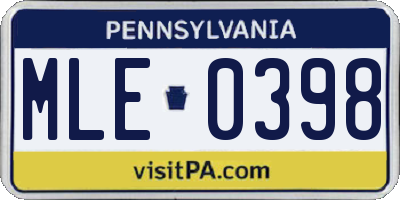 PA license plate MLE0398
