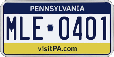 PA license plate MLE0401