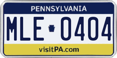 PA license plate MLE0404