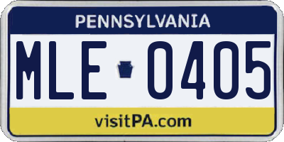 PA license plate MLE0405
