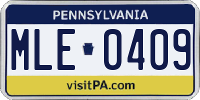 PA license plate MLE0409