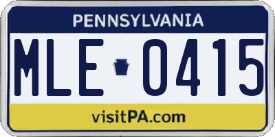 PA license plate MLE0415