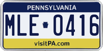 PA license plate MLE0416