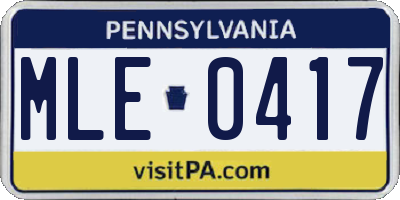 PA license plate MLE0417