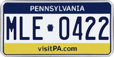 PA license plate MLE0422