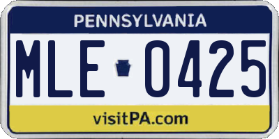 PA license plate MLE0425