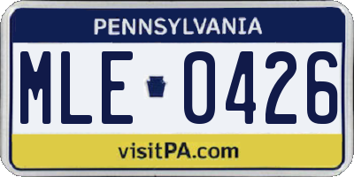 PA license plate MLE0426